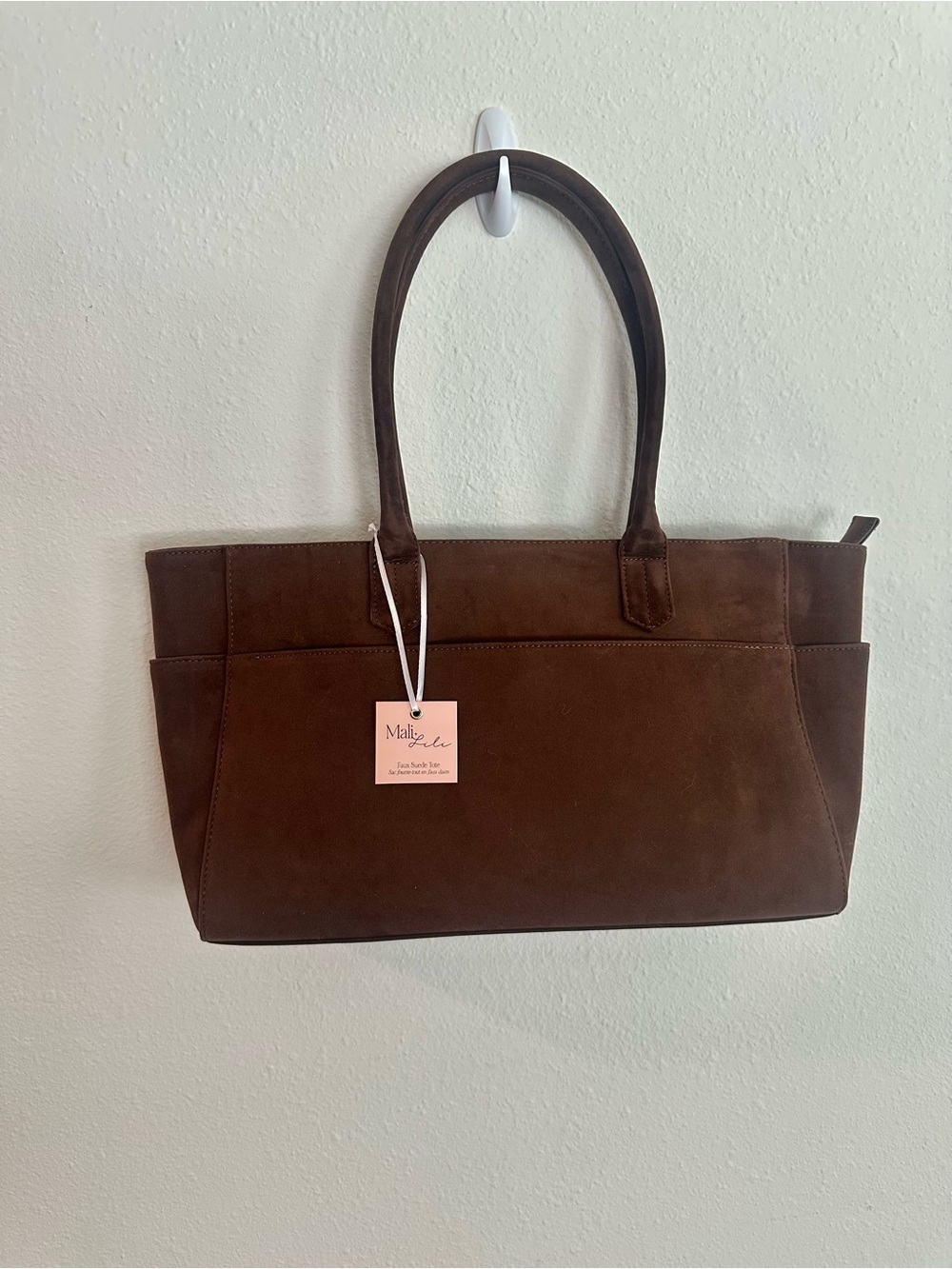Mali + Lili Suede Tote Bag in Chocolate Brown